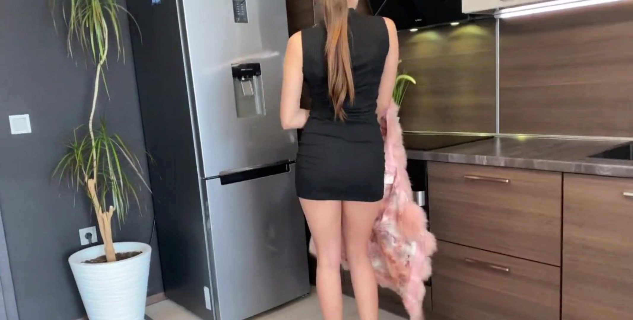 Coarse anal in kitchen